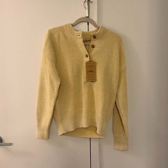 Faherty Sunwashed Cotton Fisherman Henley NWT Size S Yellow - Picture 3 of 3